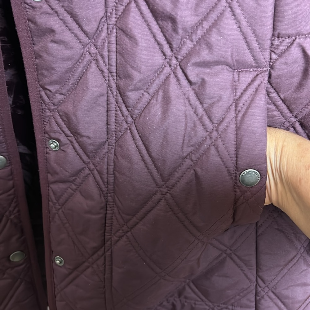 Eddie Bauer Quilted Jacket Coat Full Zip Insulated Pockets size large burgundy - Picture 8 of 15